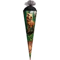 Roth Schultüte T-Rex Welt, 85 cm, eckig, 6-eckig, Tüllverschluss, Roth-Spitze