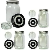 Blubberglas Fermentationsglas Erweiterungskit Zuhause Sauerkraut, Gurken, Kimchi fermentieren, (4x Glas, 4x Fermentationsdeckel, 4x Glasgewicht, 4x Schraubdeckel), Assembled in Germany