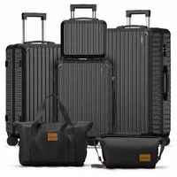 VALLSERO Trolleyset LG2 Hartschalen-Koffer set (S,M,L,XL) Rollkoffer, Reisekoffer, (Hartschalen Trolley 6-teiliges-set), Handgepäck 4 Rollen, ABS-Material, TSA Zollschloss, 6-teiliges Set