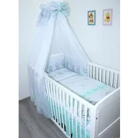 Primawela Babybettwäsche Baby Bettset - 6 teiliges Set mit Chiffon Himmel Bettwäsche Nestchen
