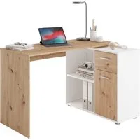 FMD Eckschreibtisch AUGSBURG, Schreibtisch/ Sideboard m. Stauraum, beids. montierb., 117 oder 148 cm