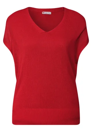 Street One - Ärmelloser Strickpullover rot - Gr. - 38