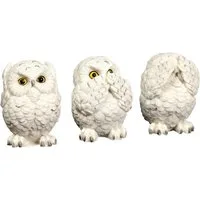 Figuren Shop GmbH Tierfigur Figur - Drei weise Schnee-Eulen - nichts böses sehen, sprechen, hören