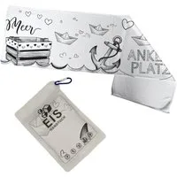 speecheese Sporthandtuch Maritim ANKER PLATZ Eishandtuch mit Herzmotiven