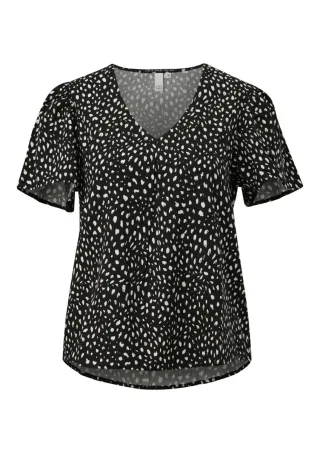 Q/S designed by - Viskose Bluse mit All-over-Print schwarz - Gr. - 38