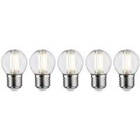 Paulmann LED-Filament 5er Pack 5W Tropfen E27 2700K klar, E27, 5 St., Warmweiß