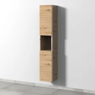 Sanipa 3way Hochschrank mit 2 Türen und 1 offenem Fach, Eiche Natural-Touch BR11285