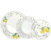 EasyLife Tafelservice Fleurs et Citrons, Porzellan, Spülmaschinengeeignet, Mehrfarbig, Zitronen, H: cm