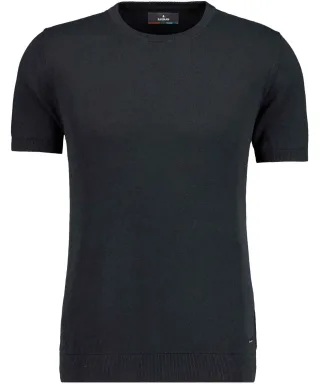 RAGMAN - Strickpullover Kurzarm, Rundhals schwarz - Gr. - L