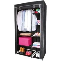 Urban Living Kleiderschrank Falt-Kleiderschrank Garderobe 100x50x170cm La Penderie mit 8 Regalen, Kleiderstange, Falt-Tür zum Hochziehen