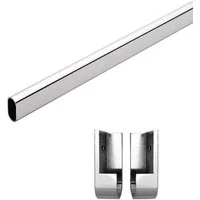 HOOZ Kleiderstange aus Chrom mit Halterung für Ordnung im Schrank verschiedene Längen (1 St., 50 cm - kürzbar), aus Metall