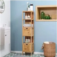 Kleankin Badkommode Aufbewahrungsschrank mit Kippschutz aus Bambus (Badschrank, 1 St., Badezimmerschrank), Naturholz, 30 x 30 x 140 cm