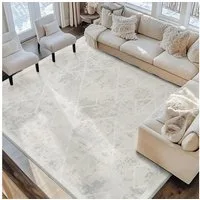 LuxusKollektion Designteppich Teppich Wohnzimmer Kurzflor 200 x 300 cm Rechteckig Elfenbeinweiß