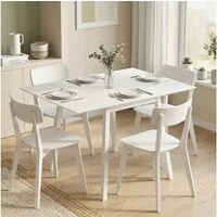 HOMCOM Klapptisch Esszimmertisch mit 2 aufklappbare Flächen, Holztisch (Küchentisch, 1-St., Esstisch), für Esszimmer, Küche, Weiß