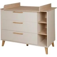 roba® Wickelkommode Jil mit Schubladen - Soft-Close Technik - Abnehmbare Wickelaufsatz, Griffe aus Massivholz - Umbaubar zum Sideboard - Cashmere / Chestnut