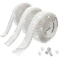 FELIXLEO Naht-/Verstärkungsband 3 Rollen Strassband selbstklebend Perlen Glitzerband, (1-St)