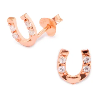 Hufeisen Gl?cksbringer Ohrringe aus 925 Silber Rosegold