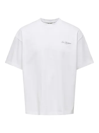 ONLY&SONS - ONSLES CLASSIQUES LOOSE PRINT SS TEE Bright White - Gr. - S