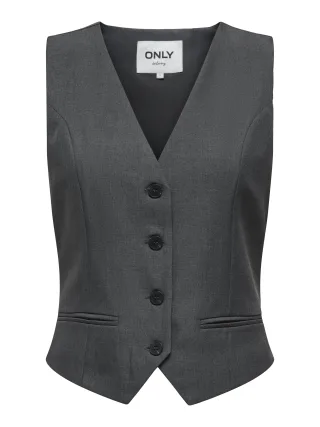 ONLY - ONLLINDA S/L MEL FIT WAISTCOAT TLR NOOS Dark Grey Melange - Gr. - 38