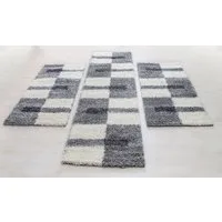 SIMPEX24 Hochflor-Bettumrandung Unicolor - Einfarbig, Höhe 30 mm, (Bett-Set, 3-tlg., Bettvorlage), Schlafzimmer Teppich Bettumrandung Läufer Set 3 teilig