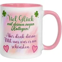 Momentals Tasse Abschied – „Viel Glück mit deinen neuen Kollegen“ – Geschenk Kollegin, Gratis Versand · Links-&Rechtshänder · Spülmaschinenfest