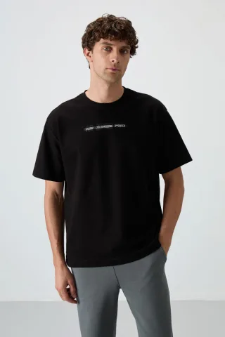 Übergröße Bedrucktes Rundhals-T-Shirt