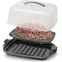 Hausfelder Kuchentransportbox Kuchen Transportbox quadratisch, 28,5 x 28,5 x 13,5 cm, (Set, 1-tlg., 1 Box), mit Klick-Verschlüssen, spülmaschinenfest, BPA-frei