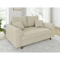S-Style Möbel 2-Sitzer Sofa Zara mit Holzfüßen im skandinavischen Stil aus Cord-Stoff, mit Wellenfederung