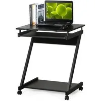 Dripex Computertisch Schreibtisch klein mit 4 Rollen in Z-förmige, mit Tastaturauszug
