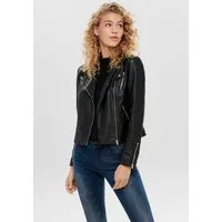 ONLY Lederimitatjacke ONLGEMMA – Bikerjacke mit asymmetrischem Reißverschluss tailliert, casual, Lederimitat, Reißverschlusstaschen