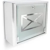 relaxdays Briefkasten Glas mit Brief Motiv