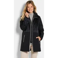 GOLDNER Kurzmantel Wintermantel mit Softshell-Einsatz Kapuzenjacke mit 2-Wege-Reißverschluss, Taschen und Langarm