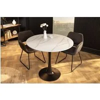 riess-ambiente Esstisch LYON 80cm weiß/schwarz - Keramik, Säulenfuß, zeitlos, kompakt, rund (Einzelartikel, 1-St), Eleganter Bistrotisch - idealer Mittelpunkt für Küche oder Wohnzimmer
