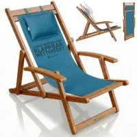 Juskys Gartenliege Tavira, 1er Set, 1 St., Verstellbare Lehne, Klappbar, Abnehmbares Kopfkissen