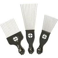 LuxusKollektion Lockenkamm 3er Set Afro Kamm Metall Breitzahn Haar Pick Styling Tools