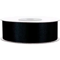 Creativery Satinband, Satinband 25mm x 25m Rolle Schwarz