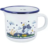 EUROHOME Milchtopf im Landhauslook Milchtopf emailliert mit Messskala 1l, Emaille (1-tlg., Milchtopf Ø12 cm), Milchtopf mit Ausgießer - Milchtopf Induktion