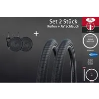 Schwalbe Fahrradreifen 2 Stück 26 Zoll Schwalbe Reifen Set 26x2.15 City 55-559 AV Schlauch, (4-tlg), Reflexstreifen,Pannenschutz
