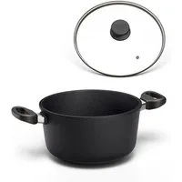 Hoffmann Germany Kochtopf STONIQ PFAS-frei Antihaft Ø 20 cm mit Glasdeckel – Made in Germany, Aluguss (Set, 2-tlg., 1x Kochtopf Ø 20 cm + 1x Glasdeckel), Aluguss, Schmortopf, backofenfest bis 300°C, Induktion