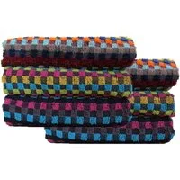 KH-Haushaltshandel Handtuch Frottier Grubentuch, 50x90 cm, Multicolor kariert, Handtuch, Baumwolle, Frottier (6-St), 6er Packung, robustes Zwirn Frottee
