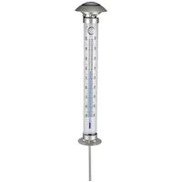 mucHome Gartenthermometer XXL Thermometer Solar Beleuchtung Außenthermometer Erdspieß 112 cm