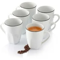 SÄNGER Becher Bilgola Black Rim Kaffeebecher Set, 6-tlg., Porzellan, (6-teilig), 220ml, 6 Personen, Premium Collection