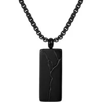 KARMA Kette mit Anhänger Halskette Silber od. Schwarz Herren Edelstahl 50 cm (wasserfest hypoallergen Edelstahlkette, modern Geschenk für Ihn), Herrenschmuck Männer Herrenhalskette