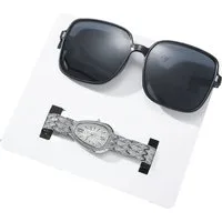 Luckice Sonnenbrille Elegante Damen-Quarzuhr mit modischer Sonnenbrille (Geschenkbox – Perfektes Set für stilvolle Accessoires Premium-Etui, Minimalistische Sonnenbrille, für Outdoor-Aktivitäten, Ultraleicht,Polarisiert, Unisex Design) Polarisierte G
