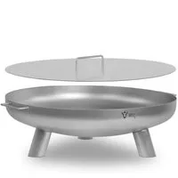 BBQ-Toro Feuerschale Edelstahl Feuerschale Ø 80 cm mit Deckel, Silber, Outdoor Feuerstelle, (Set, Feuerschale und Deckel), Hitzebeständig