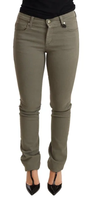 Olivengrüne Baumwoll-Stretch-Jeans