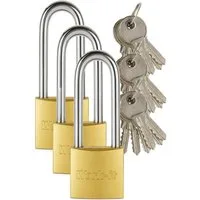 Toko Vorhängeschloss 1 Vorhängeschloss + 6 Schlüssel hoher Bügel gehärtetem Metall, (Packung, 3-tlg), 6 Schlüsseln je Schloss bietet Flexibilität