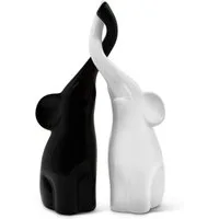 Feinknick Dekofigur Harmonisches Elefanten Pärchen aus Keramik in Schwarz & Weiß (Set, 2tlg), Moderne Skulptur als Paar aus zwei Elefanten - ideal als Geschenk