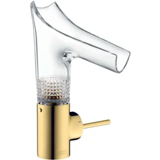 hansgrohe Axor Starck V 140 Waschtischarmatur 12122990,gold-optik,Glasauslauf mit Diamantschliff