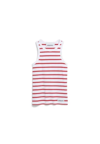Armedangels - KANITAA STRIPE TOP white-coral blush - Gr. - XL